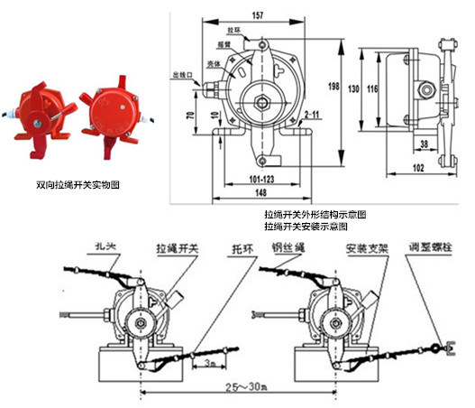 拉繩開(kāi)關(guān)，外形結(jié)構(gòu)及安裝圖.jpg